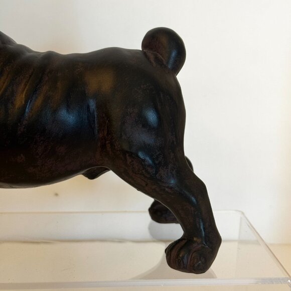 American English French Pug Dog with Golden Crown 9" Tall Dark Brown Resin Figur - Picture 8 of 15